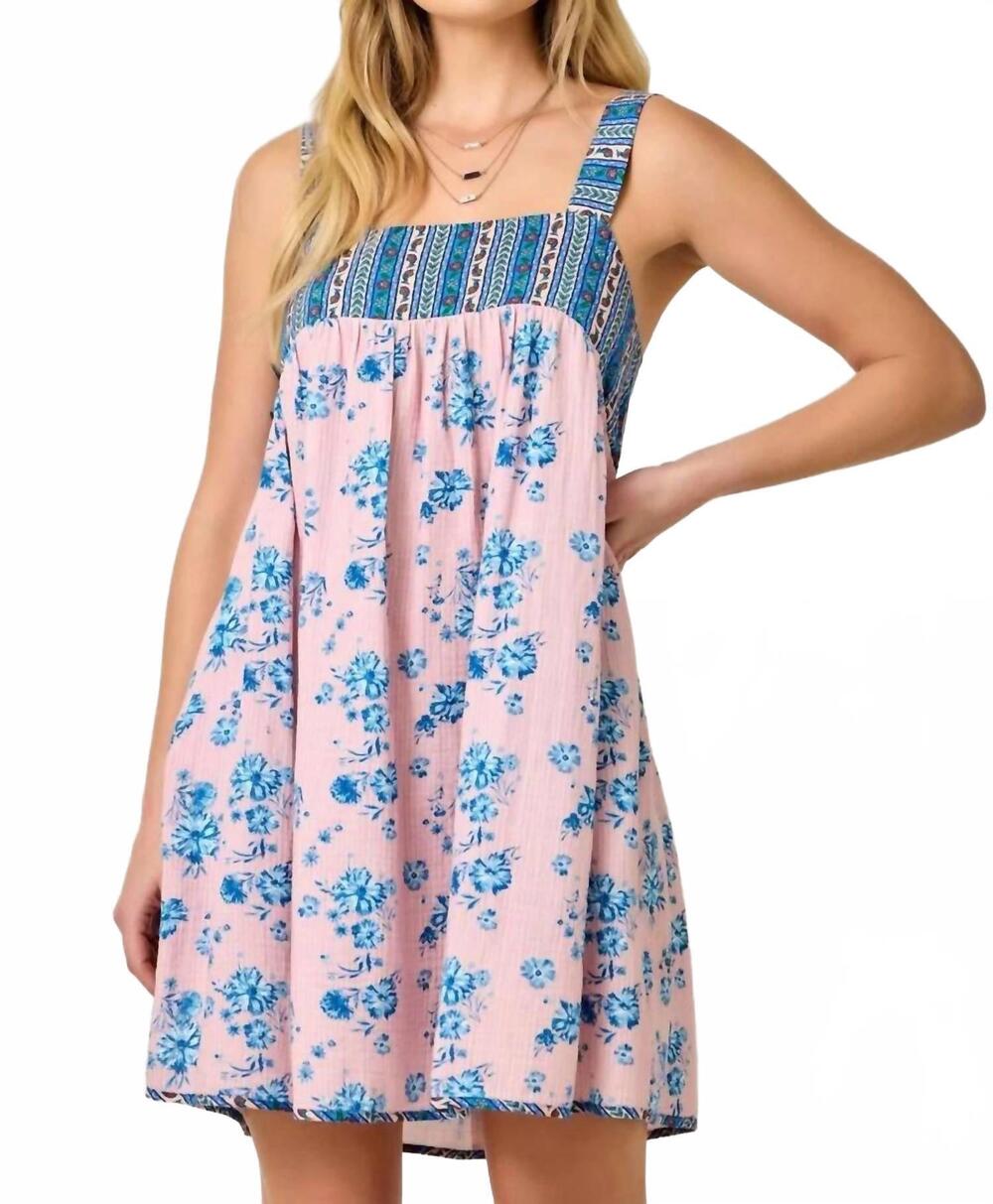 NEW MYSTREE boho babydoll mini dress in pink
